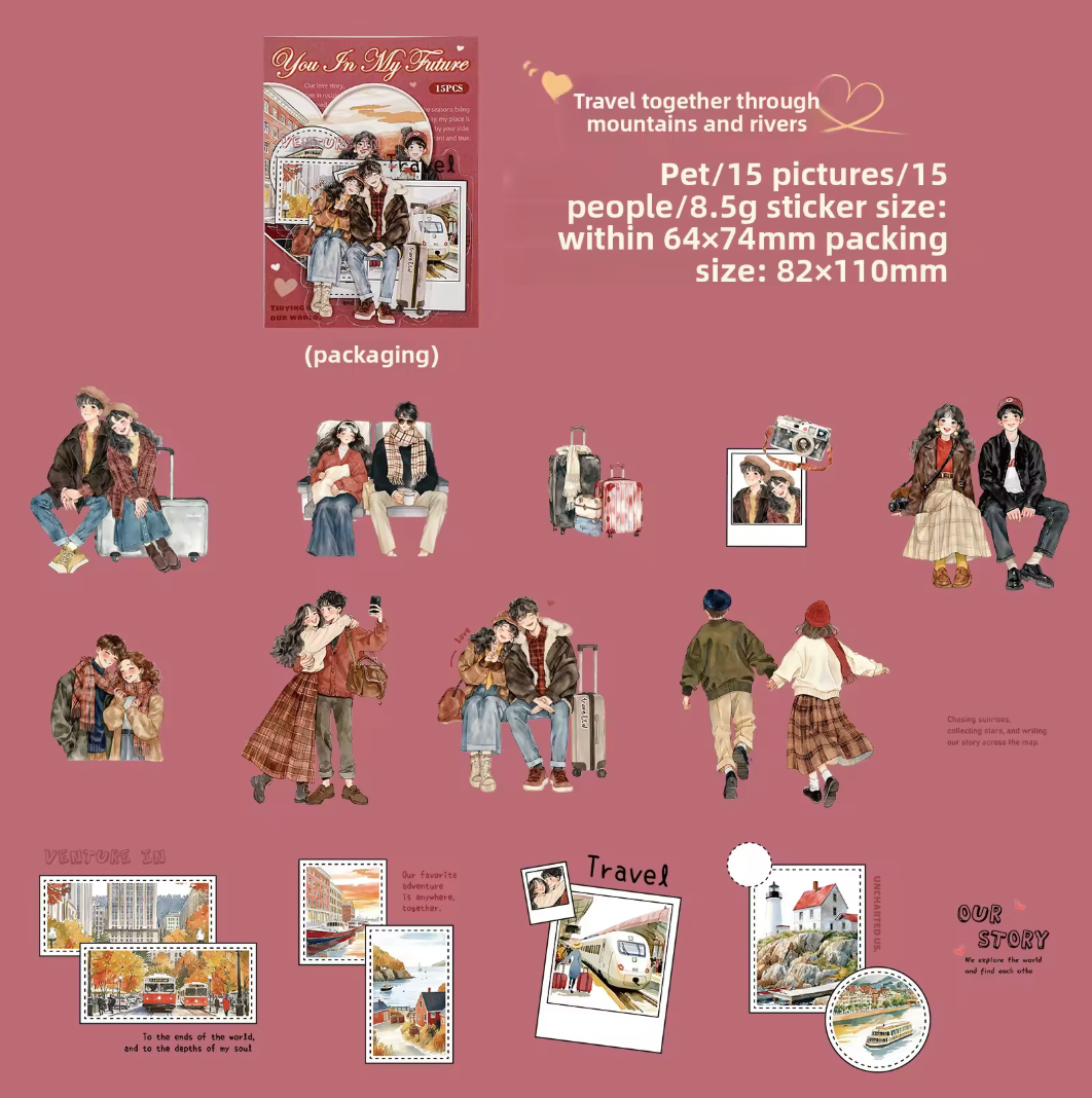15 Stickers Parejas Amor