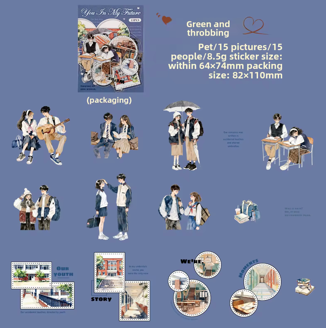 15 Stickers Parejas Amor