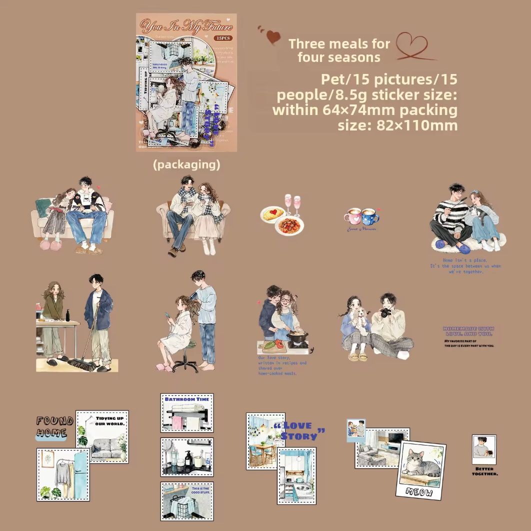 15 Stickers Parejas Amor