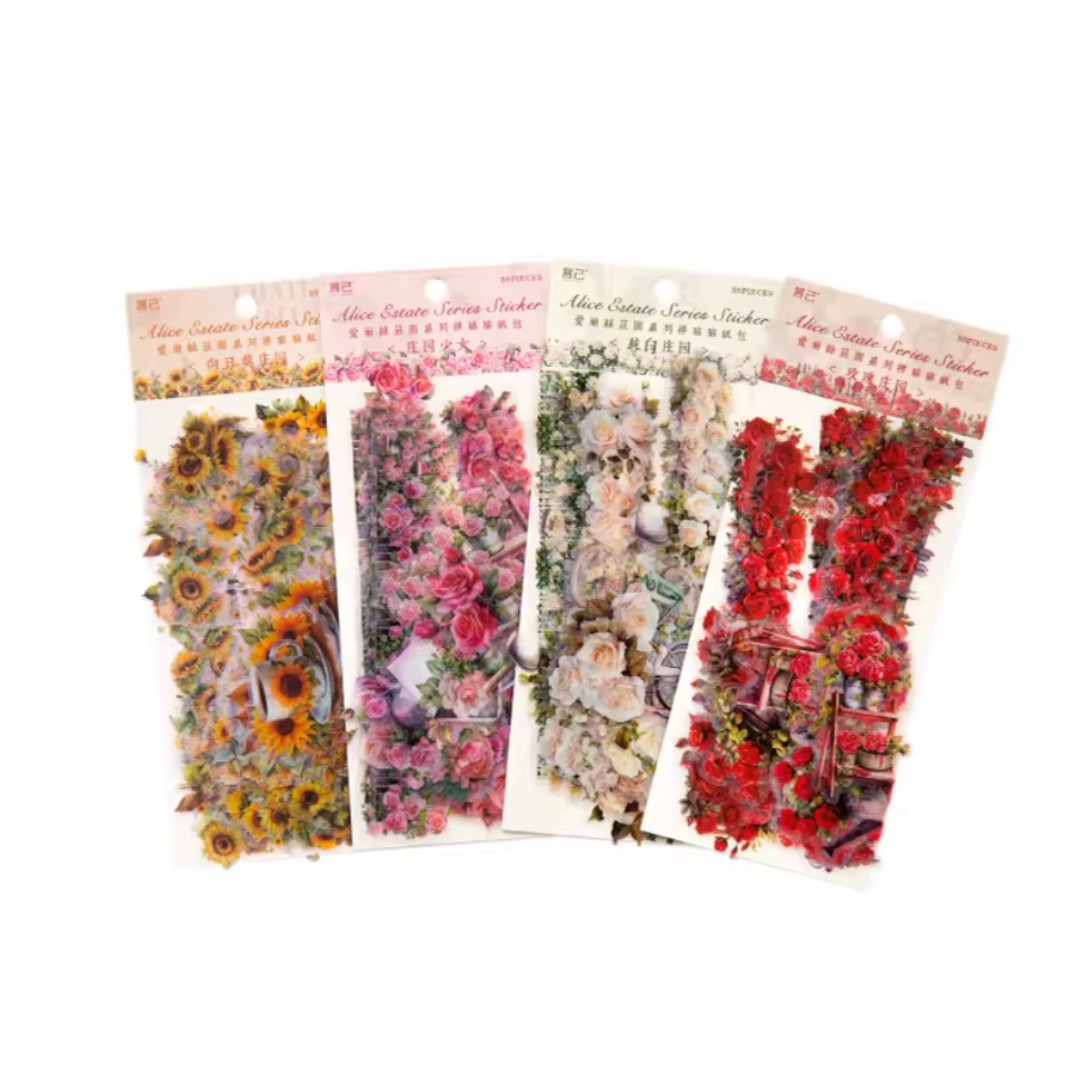 30 Stickers Tiras de flores