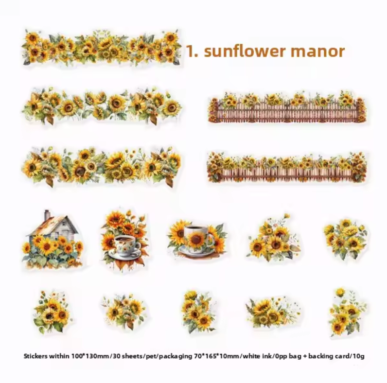 30 Stickers Tiras de flores