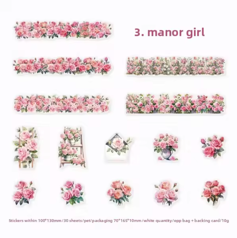30 Stickers Tiras de flores