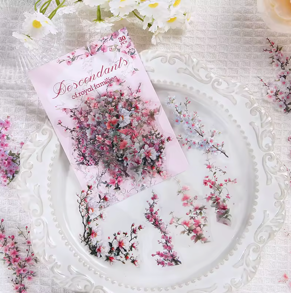 30 Stickers Ramas de flores de primavera