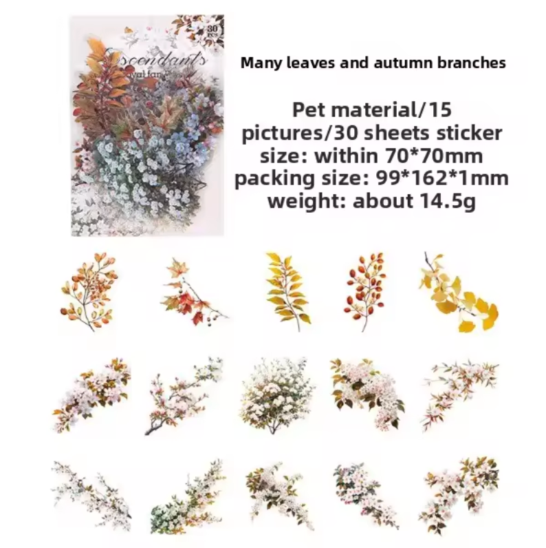 30 Stickers Ramas de flores de primavera