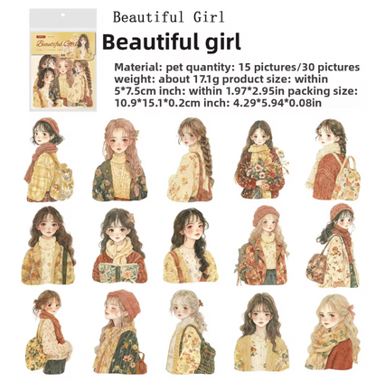 30 Stickers Monitas hermosas