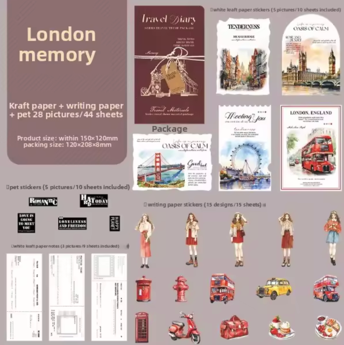 Kit de 44 piezas Travel Diary