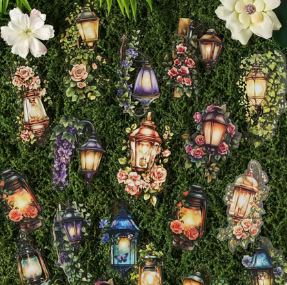 10 Stickers grandes de linternas & flores
