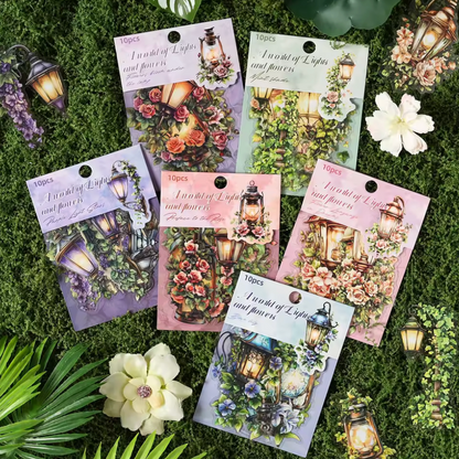 10 Stickers grandes de linternas & flores