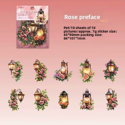 10 Stickers grandes de linternas & flores
