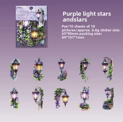 10 Stickers grandes de linternas & flores