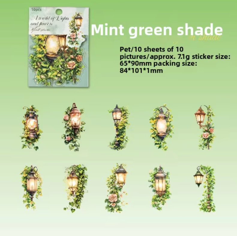 10 Stickers grandes de linternas & flores