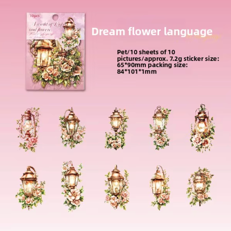 10 Stickers grandes de linternas & flores
