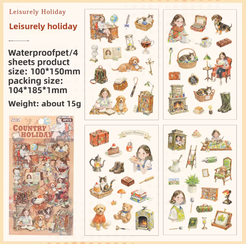 4 Hojas de Stickers Monitas de colores