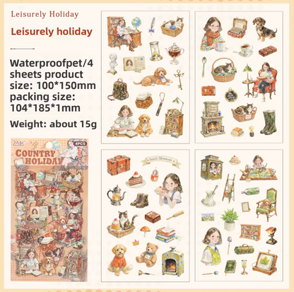 4 Hojas de Stickers Monitas de colores