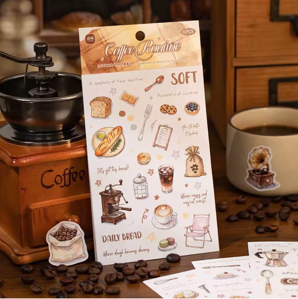 6 hojas de stickers colores pasteles
