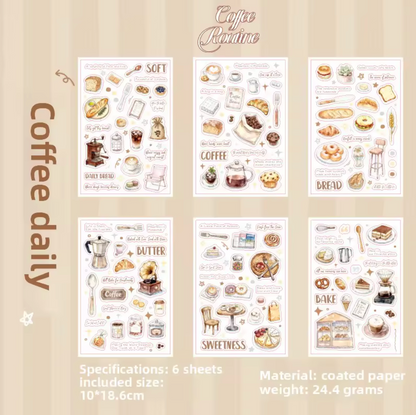 6 hojas de stickers colores pasteles