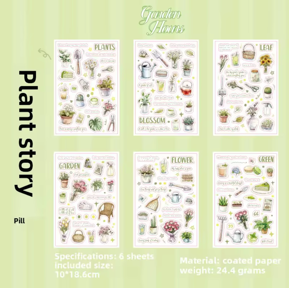 6 hojas de stickers colores pasteles