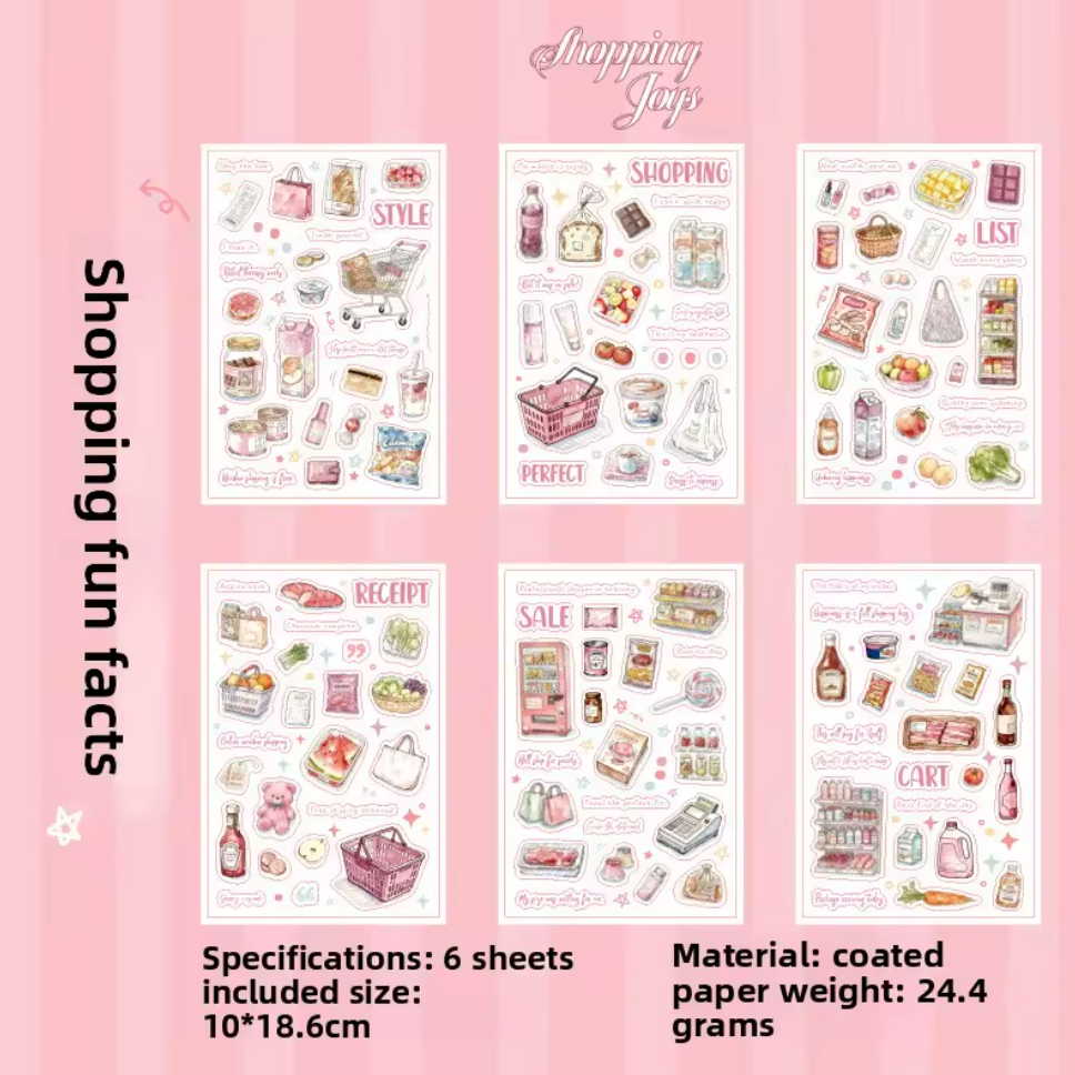 6 hojas de stickers colores pasteles