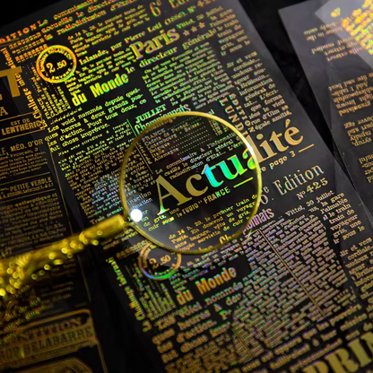 3 Hojas de Stickers Texto Dorado Holografico