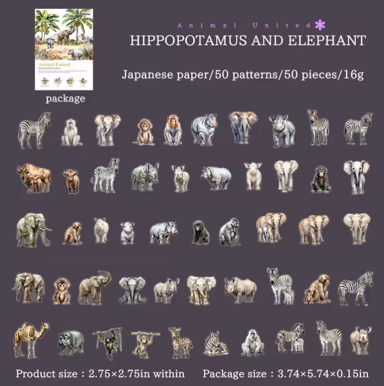 50 Stickers Animales Salvajes