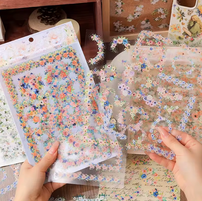 6 Hojas de Stickers GRANDES Esquinas de flores