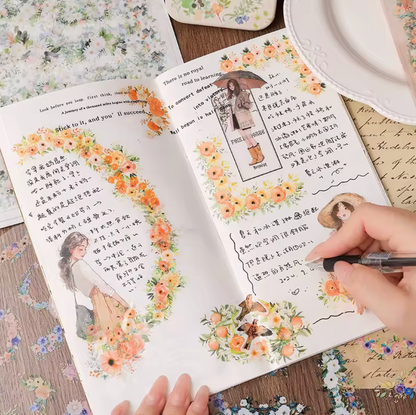 6 Hojas de Stickers GRANDES Esquinas de flores