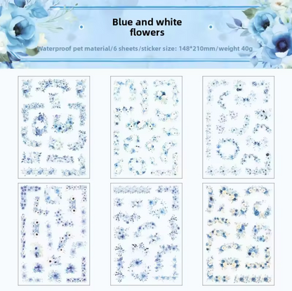 6 Hojas de Stickers GRANDES Esquinas de flores