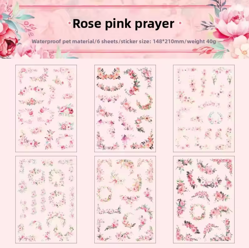 6 Hojas de Stickers GRANDES Esquinas de flores