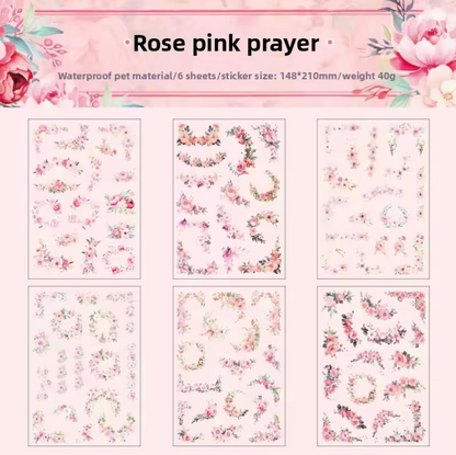 6 Hojas de Stickers GRANDES Esquinas de flores
