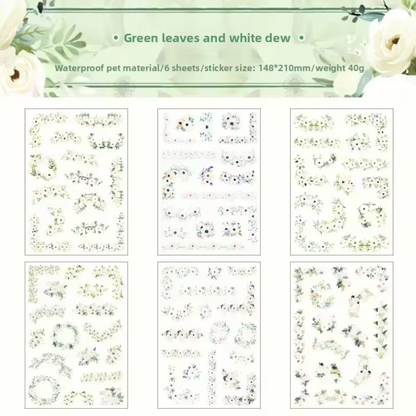 6 Hojas de Stickers GRANDES Esquinas de flores