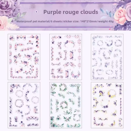 6 Hojas de Stickers GRANDES Esquinas de flores
