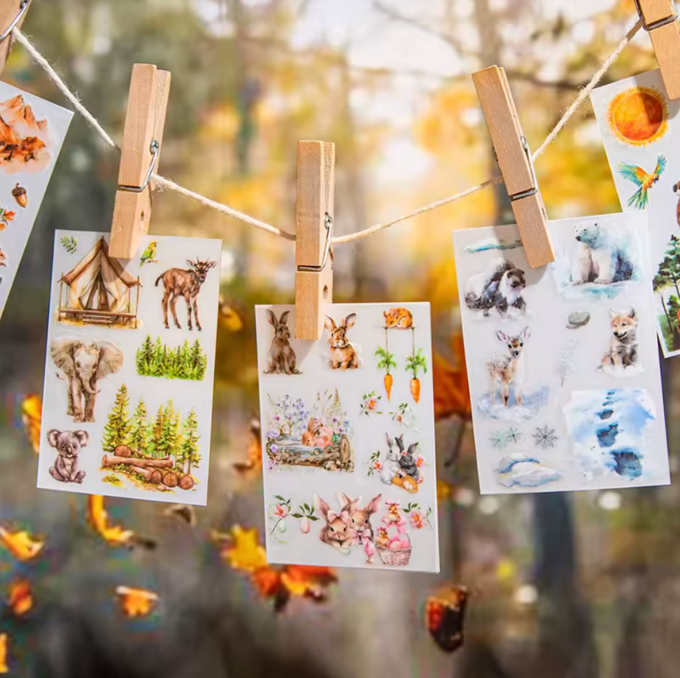 5 Hojas de papel transfer Animales tiernos