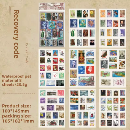 8 Hojas de Stickers Timbres