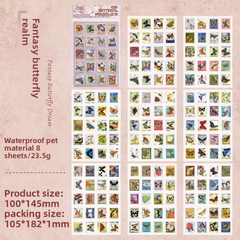 8 Hojas de Stickers Timbres