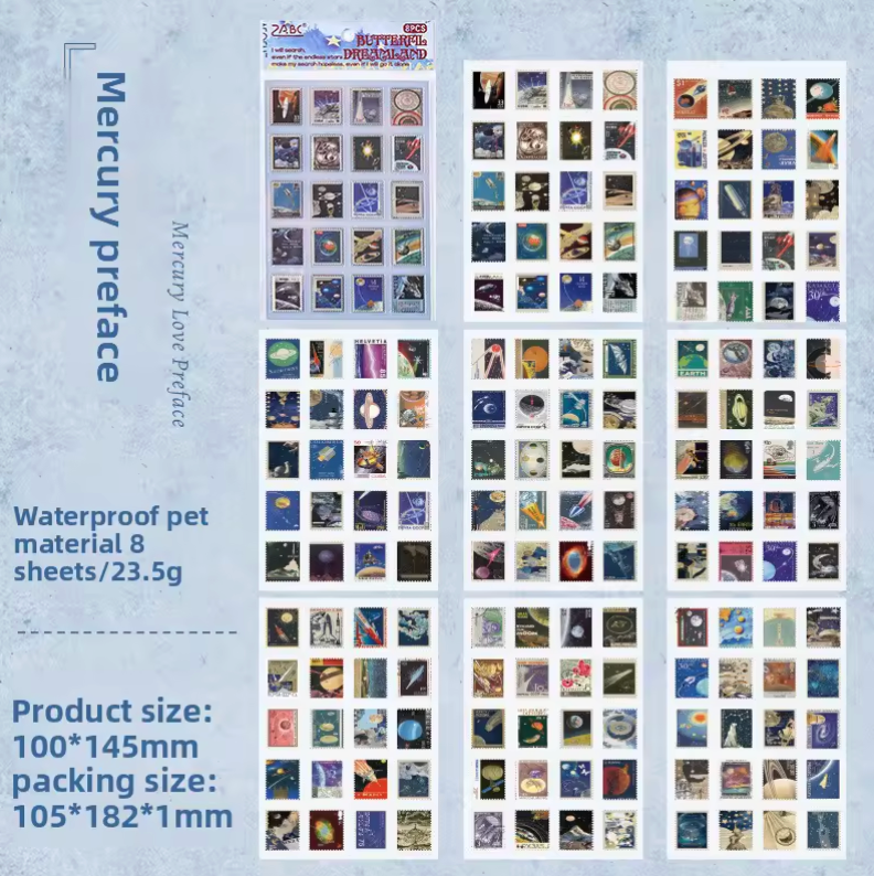 8 Hojas de Stickers Timbres