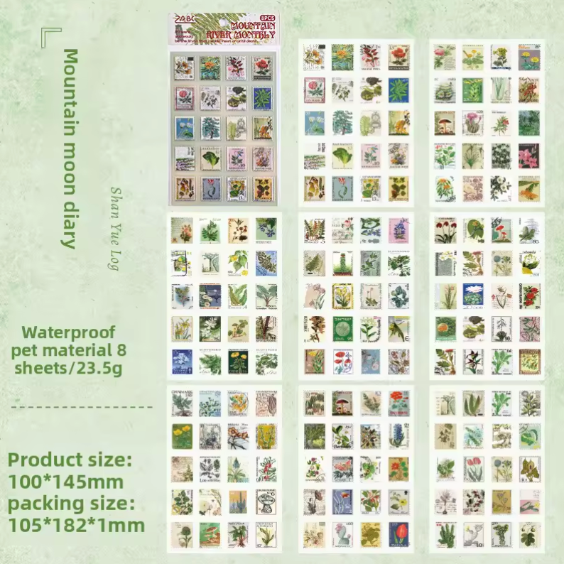 8 Hojas de Stickers Timbres
