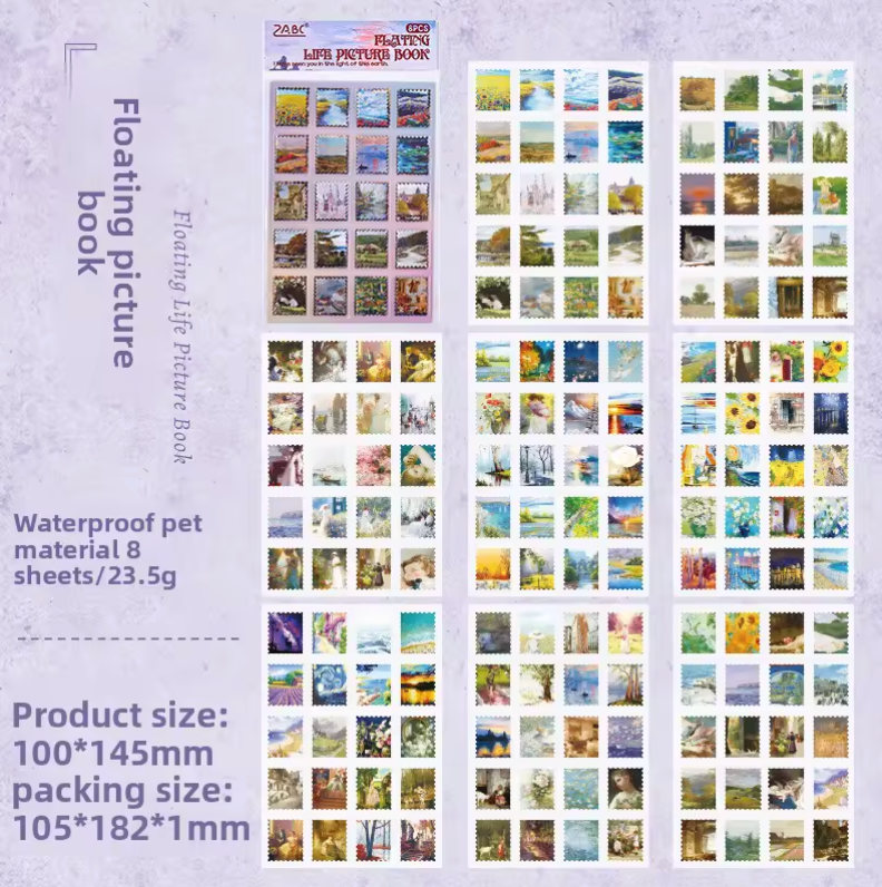 8 Hojas de Stickers Timbres