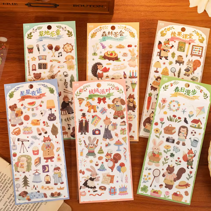 2 Hojas de Stickers Animales tiernos