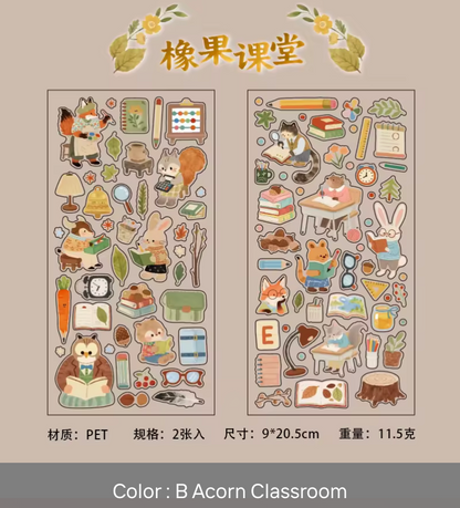 2 Hojas de Stickers Animales tiernos