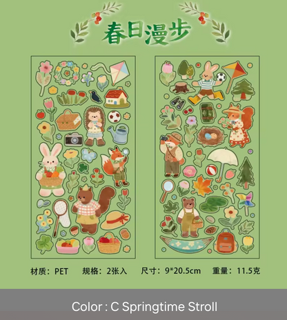 2 Hojas de Stickers Animales tiernos