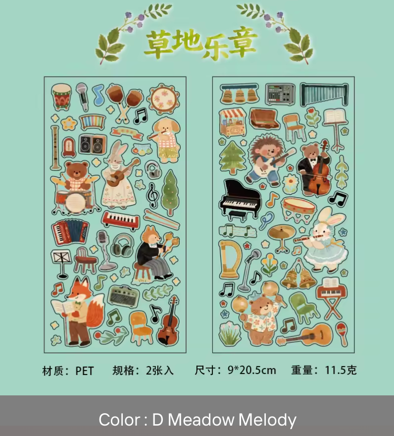 2 Hojas de Stickers Animales tiernos