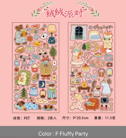 2 Hojas de Stickers Animales tiernos