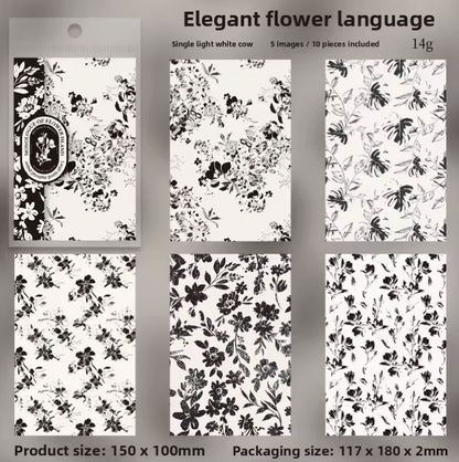 10 Hojas de papel Estilo Toile de Jouy
