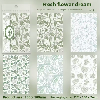 10 Hojas de papel Estilo Toile de Jouy