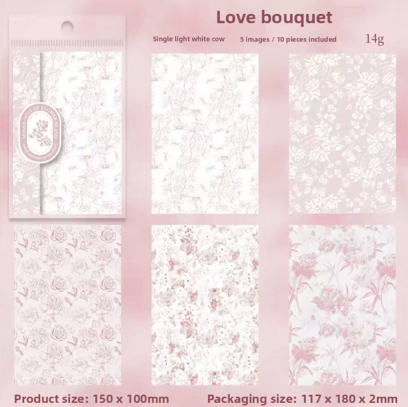 10 Hojas de papel Estilo Toile de Jouy