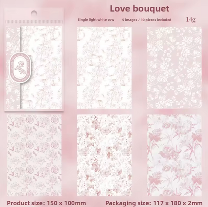 10 Hojas de papel Estilo Toile de Jouy