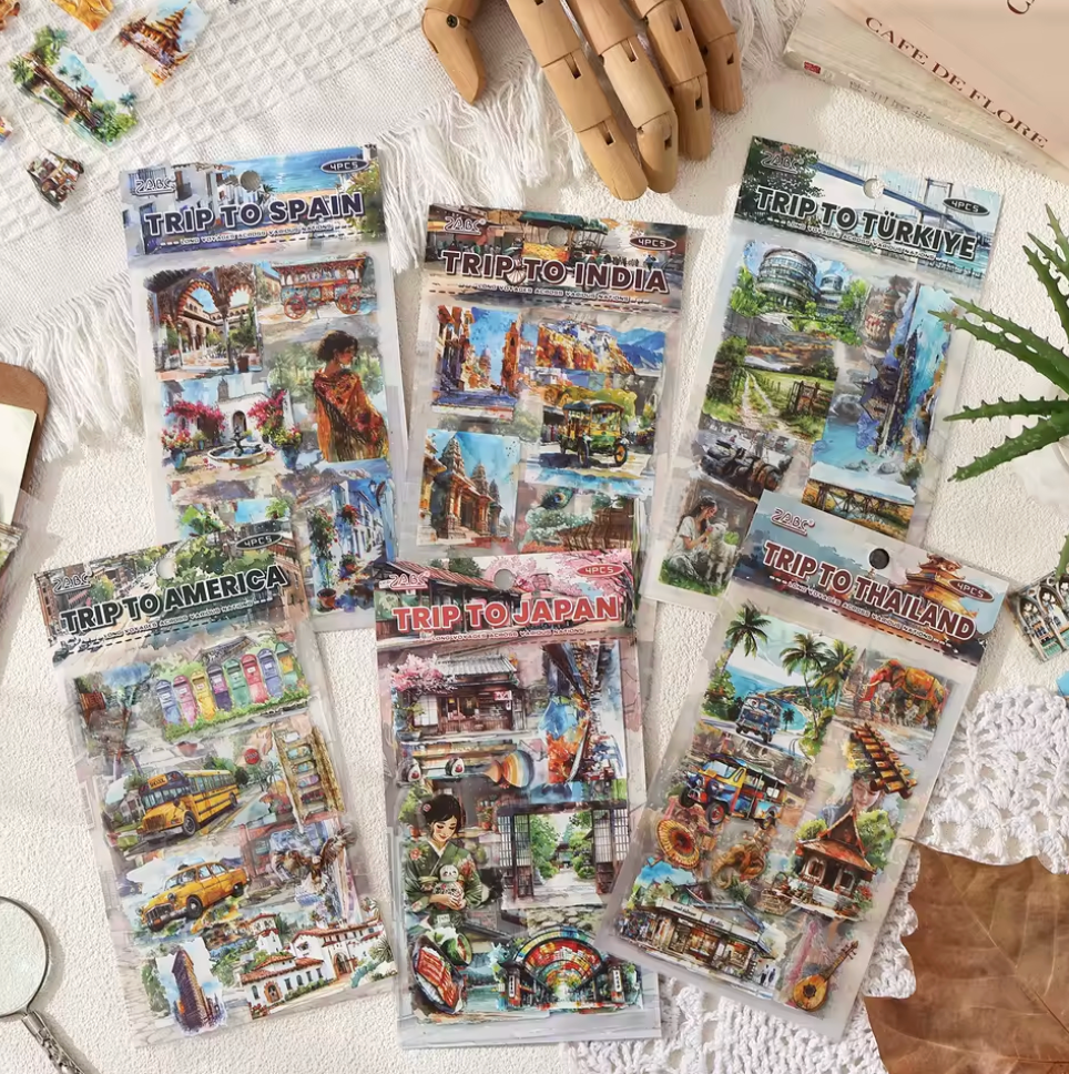 4 Hojas de Stickers Ciudades
