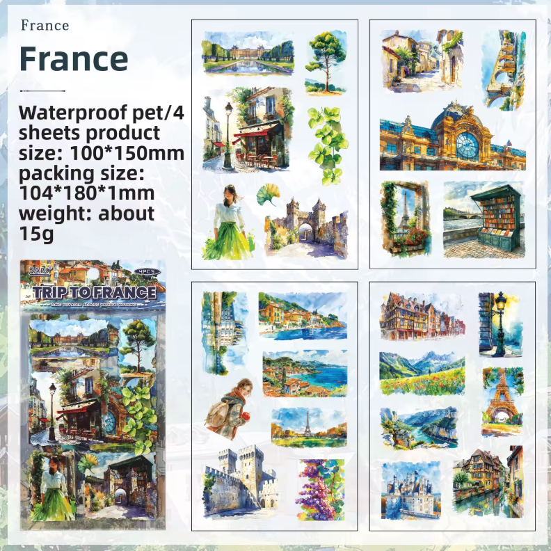 4 Hojas de Stickers Ciudades