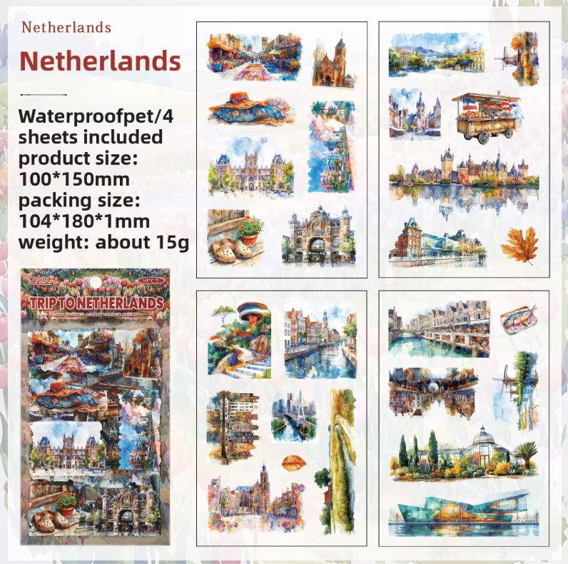 4 Hojas de Stickers Ciudades