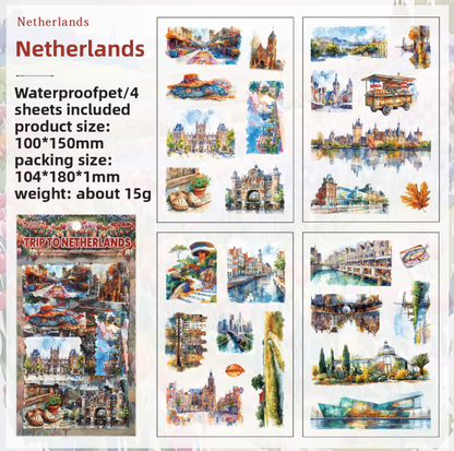 4 Hojas de Stickers Ciudades